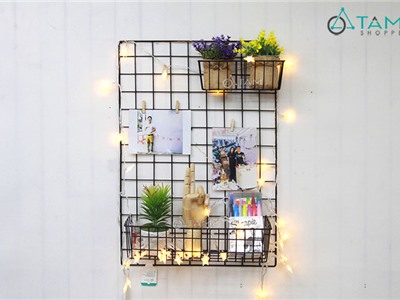 Tấm lưới sắt rổ móc treo trang trí tường H-LSTT-09